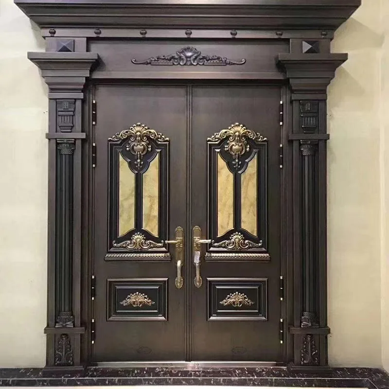 Geschnitzte Eingangstür aus Kupfer-Aluminium